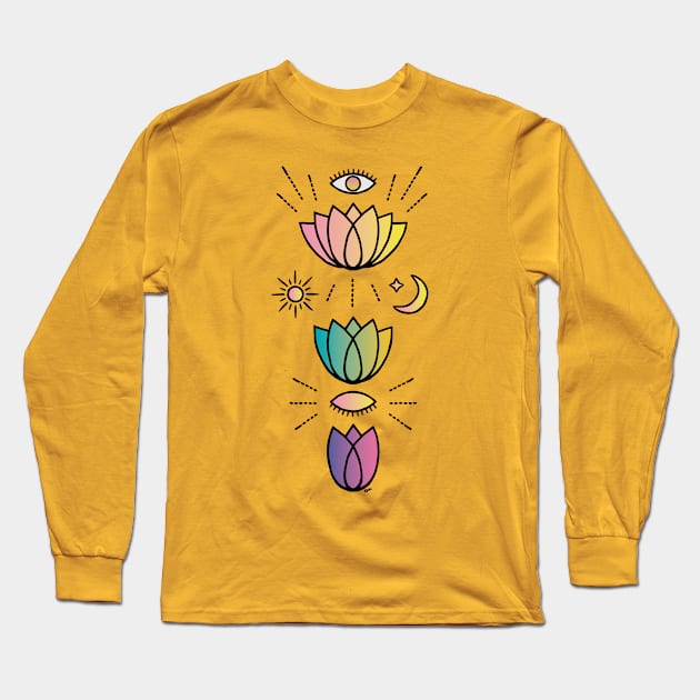 Flor de Loto Long Sleeve T-Shirt by KaiaAramayo